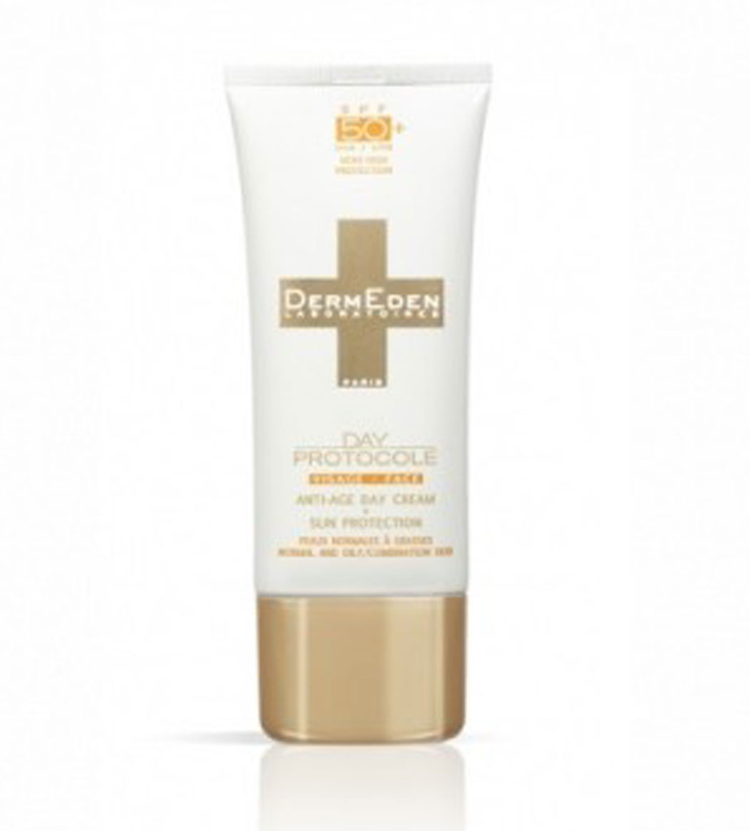 کرم ضد آفتاب بی رنگ درمدن با SPF50 مناسب انواع پوست حجم 50 میلی لیتر