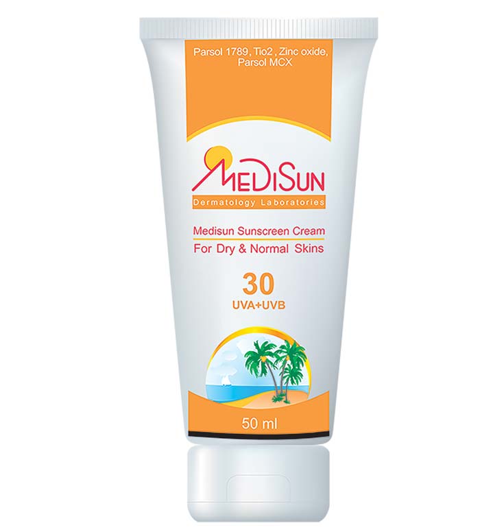 کرم ضد آفتاب بی رنگ مدیسان با SPF30 مناسب پوست خشک و نرمال حجم 50 میلی لیتر