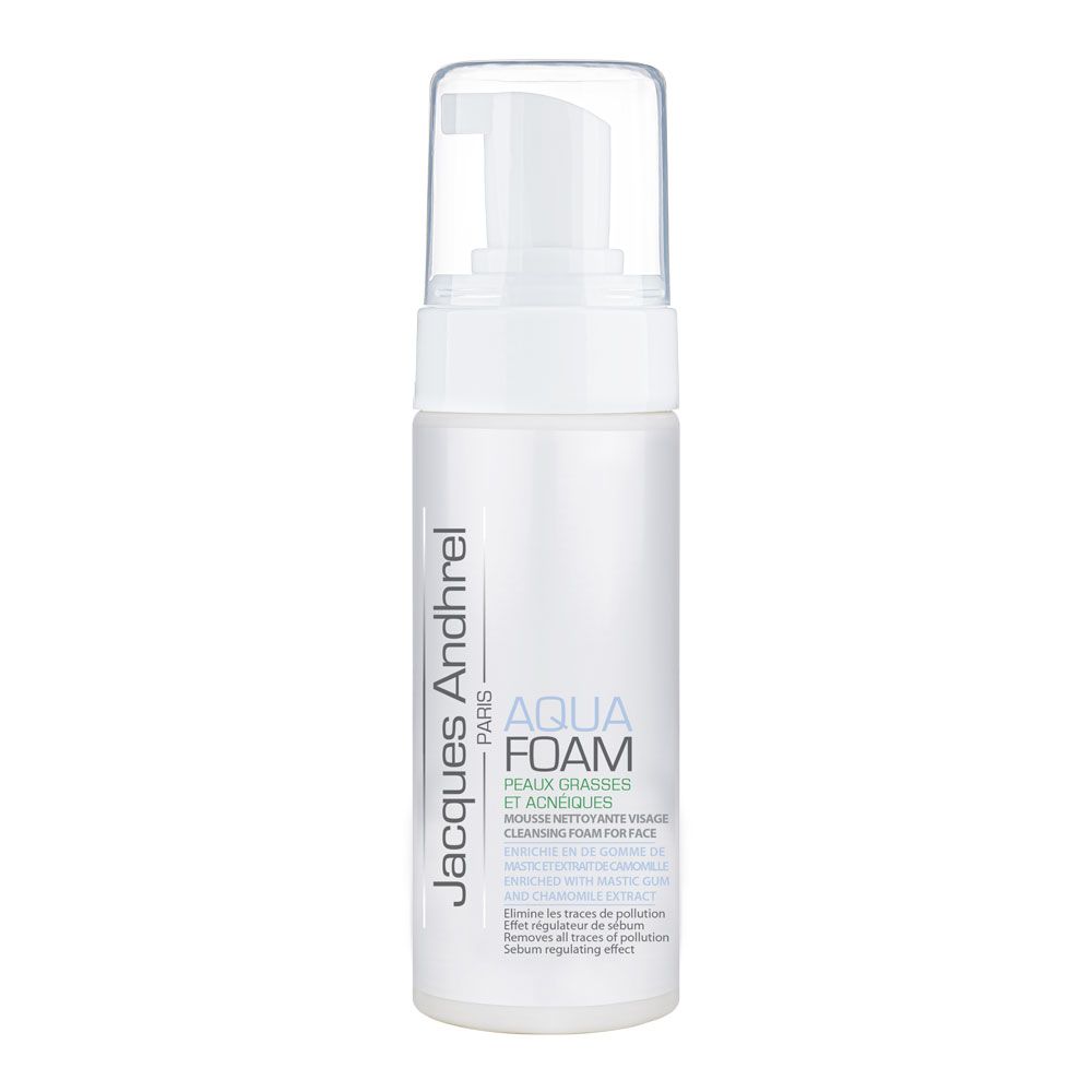 فوم پاک کننده صورت ژاک آندرل پاریس مدل Aqua Foam مناسب پوست چرب و مستعد به آکنه حجم 150 میلی لیتر