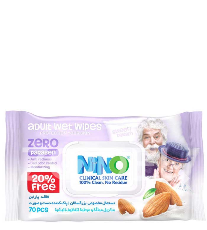 دستمال مرطوب دست و صورت بزرگسالان درب دار نینو