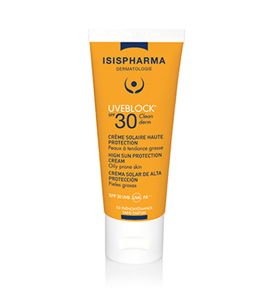 کرم ضد آفتاب بی رنگ آیسیس فارما مدل UVEBLOCK Clean Derm با SPF30 مناسب پوست چرب حجم 40 میلی لیتر