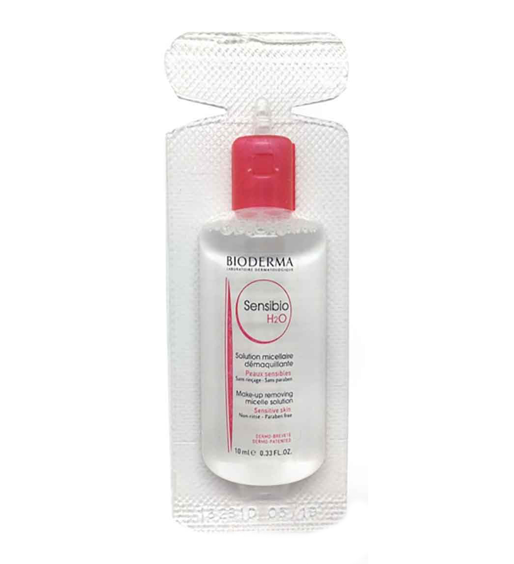 محلول میسلار پاک کننده صورت و دور چشم Sensibio H2O مسافرتی حجم 10میل بایودرما