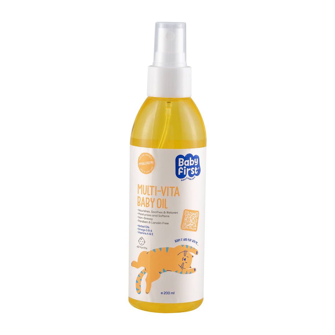 روغن بچه گیاهی مولتی ویتا Baby First حجم 200میل بیبی فرست