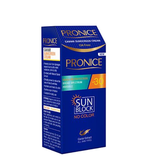 کرم ضد آفتاب بی رنگ خاویار SPF30 حجم 50 میل پرونایس