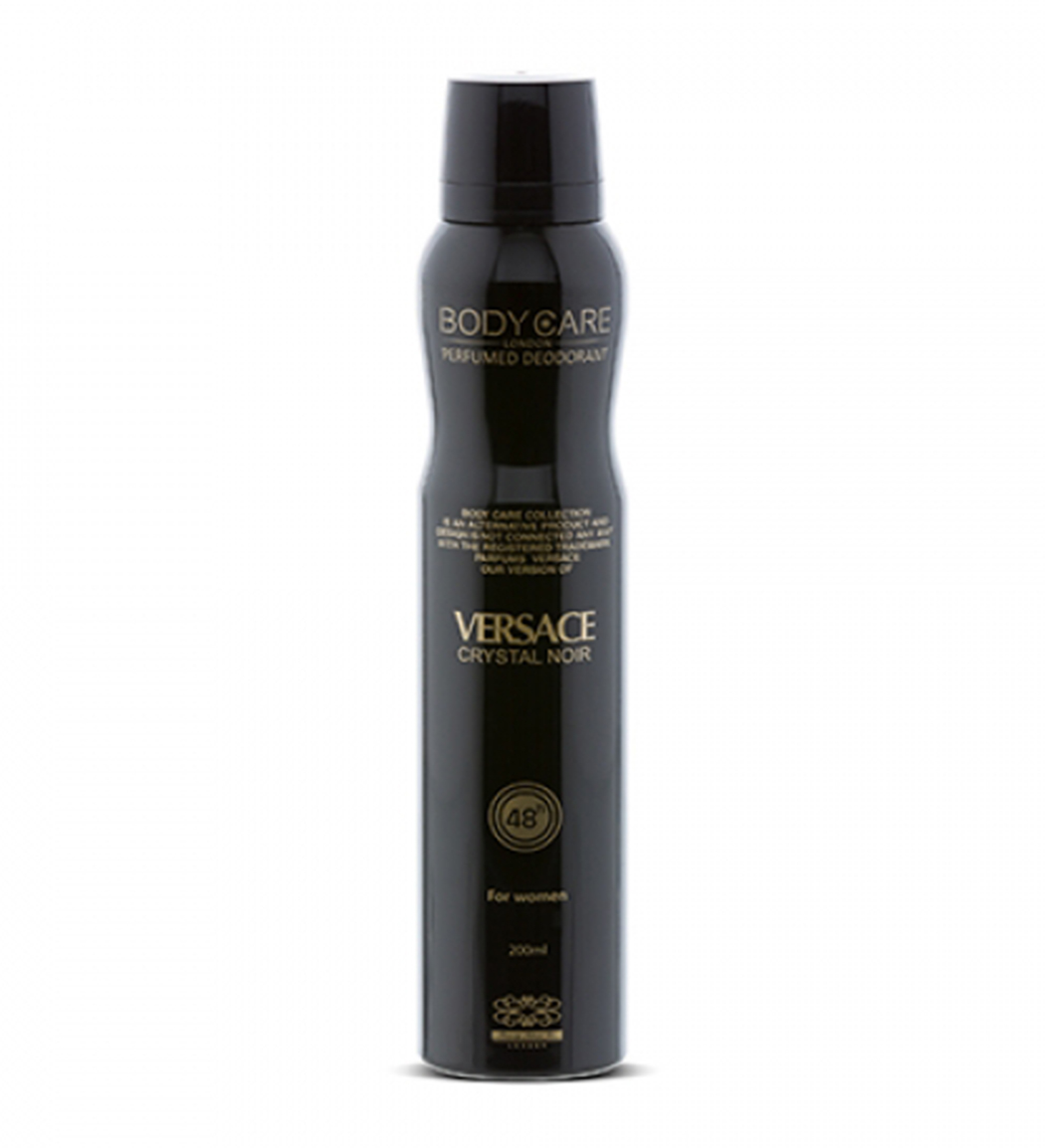 اسپری خوشبو کننده بدن زنانه بادی کر مدل Versace Crystal Noir حجم 200میلی لیتر