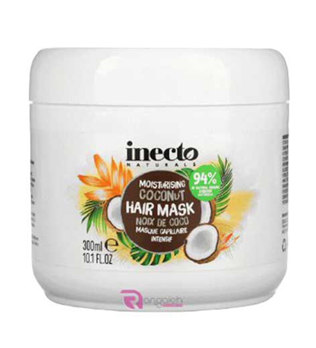 ماسک مو آبرسان قوی اینکتو مدل Coconut حاوی روغن نارگیل مناسب انواع مو حجم 300 میلی لیتر