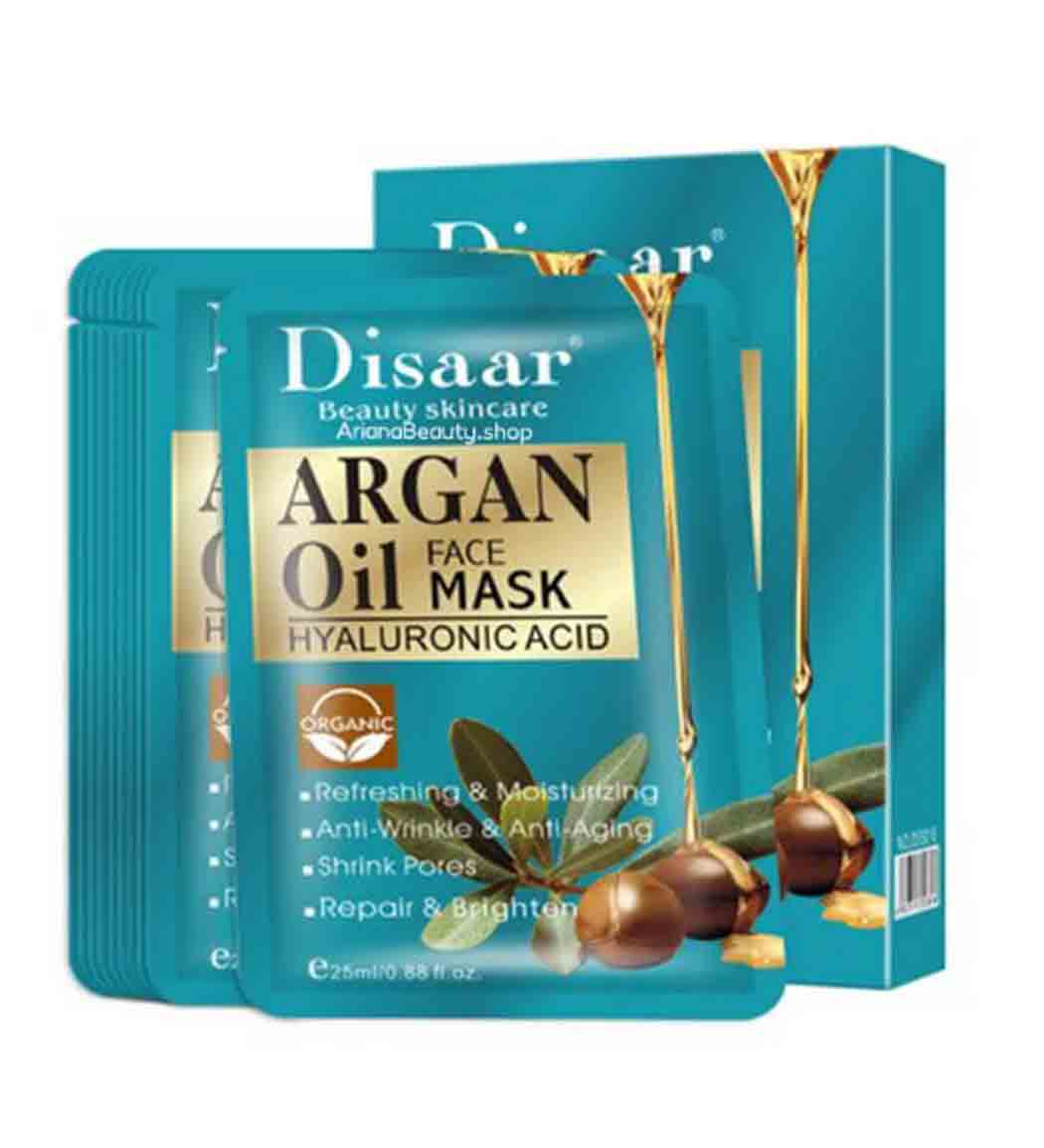 ماسک ورقه ای صورت حاوی روغن آرگان و هیالورونیک اسید 25میل دیسار