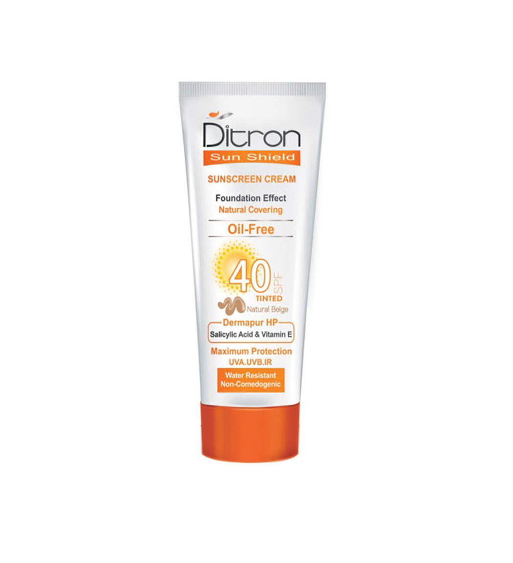 کرم ضد آفتاب رنگی دیترون با SPF40 مناسب پوست چرب و مستعد آکنه حجم 40 میلی لیتر