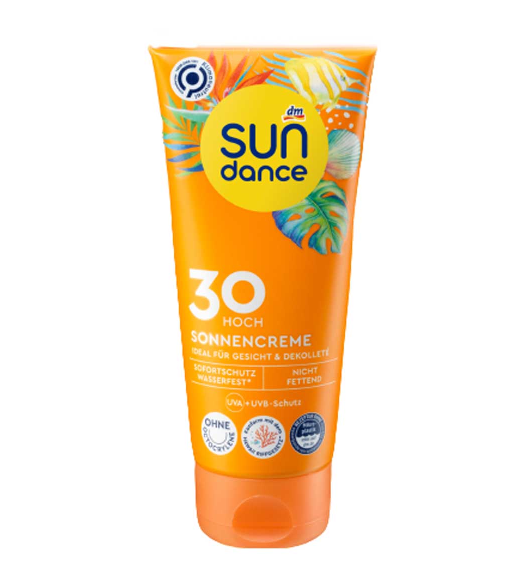 کرم ضد آفتاب بی رنگ سان دنس با SPF30 مناسب انواع پوست حجم 100 میلی لیتر