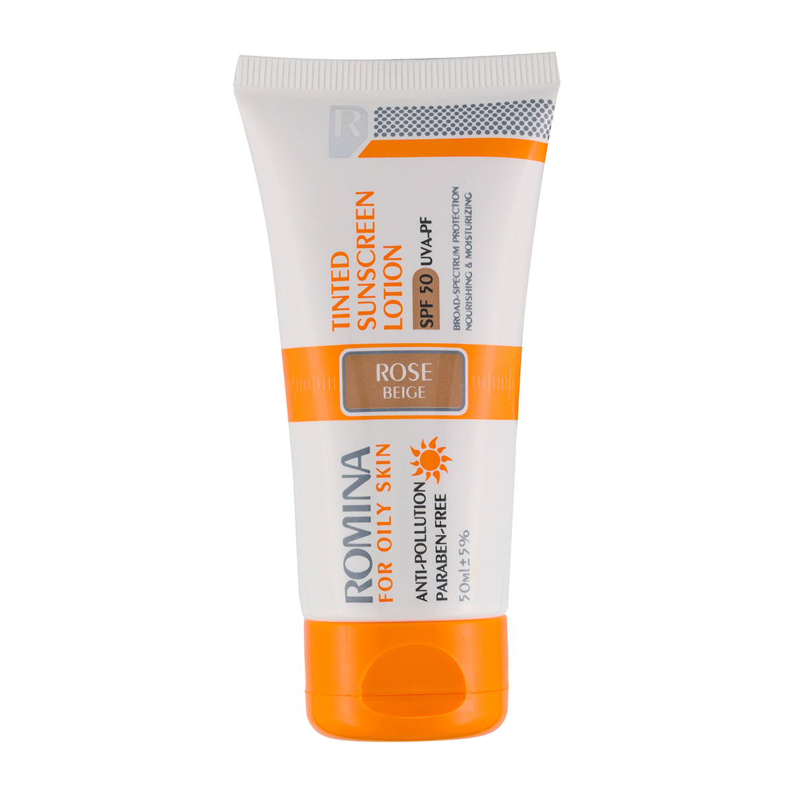 لوسیون ضد آفتاب رنگی رومینا با SPF50 مناسب پوست چرب حجم 50 میلی لیتر