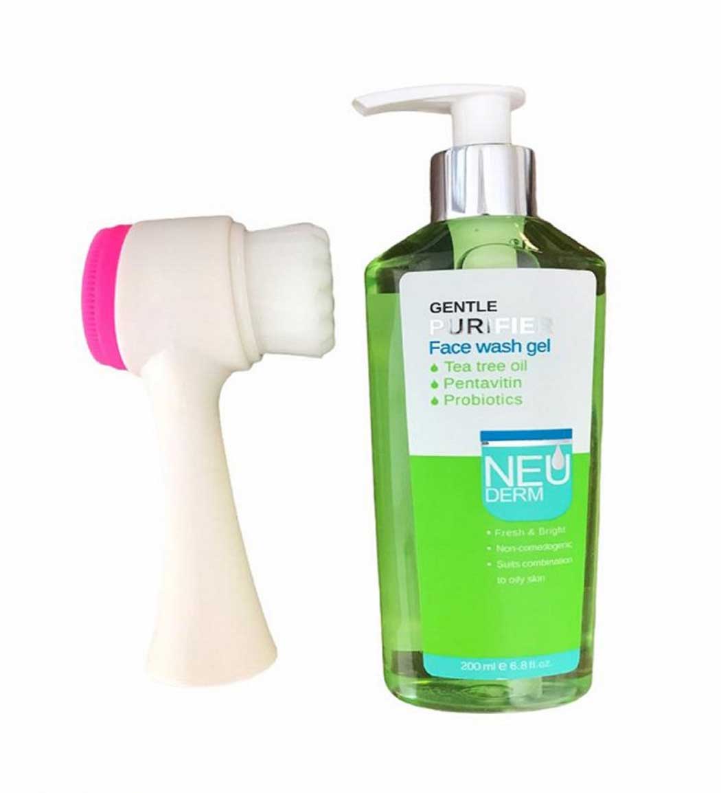 پک ژل شستشو صورت مدل Gentle Purifier حجم 200 میل به همراه برس پاک کننده صورت مدل آوانیوم