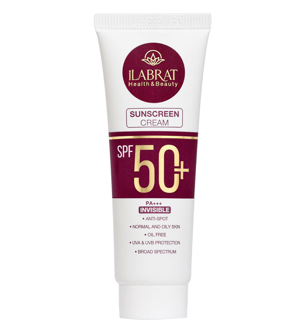 کرم ضد آفتاب بی رنگ ایلابرت با SPF50 مناسب پوست چرب و نرمال حجم 40 میلی لیتر
