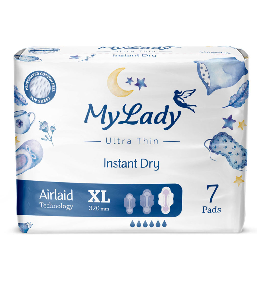 پک 5 عددی نواربهداشتی مای لیدی مدل Instant Dry سایز خیلی بزرگ بسته 7عددی