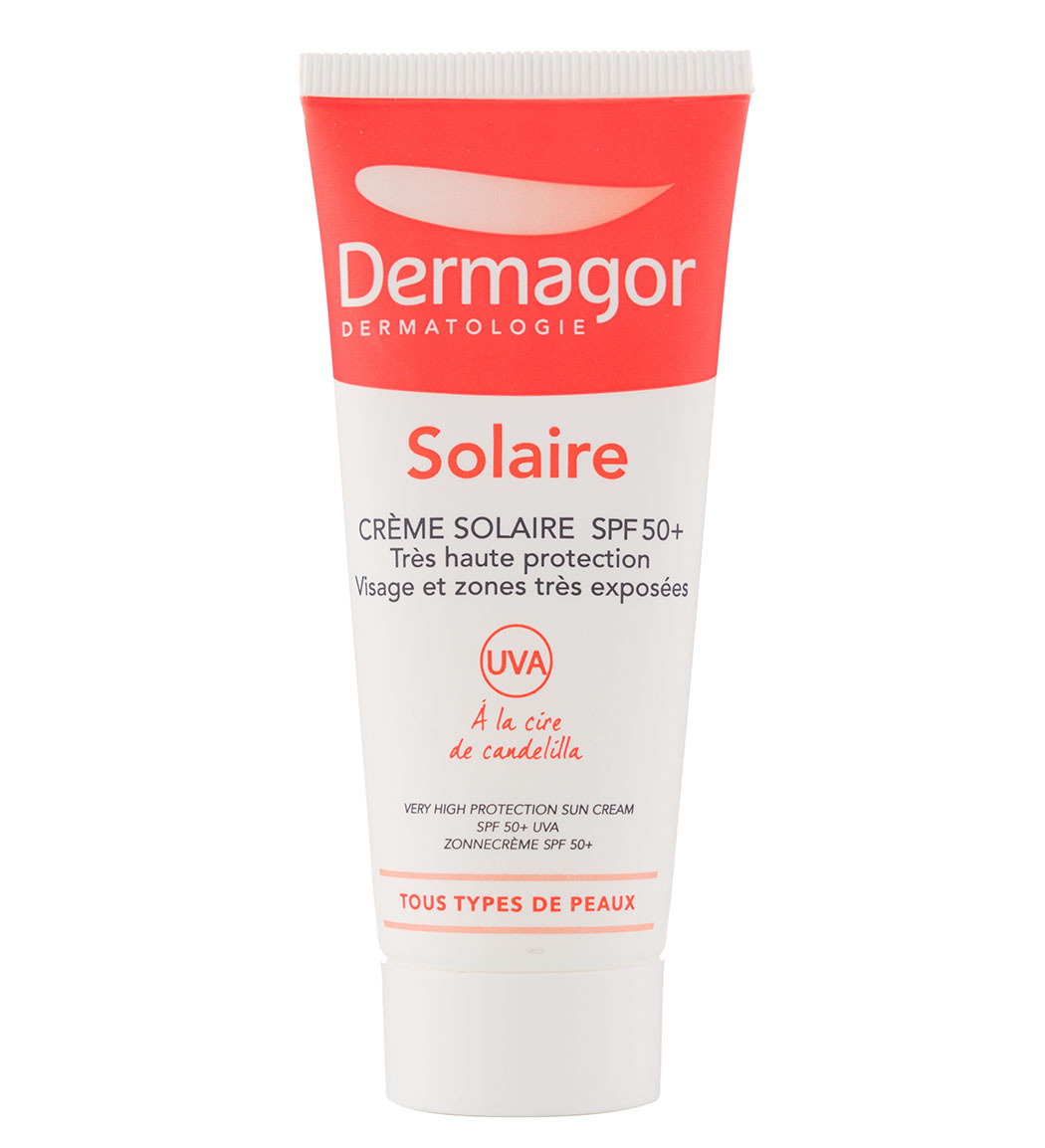 کرم ضد آفتاب بی رنگ درماگور با SPF50 مناسب پوست نرمال تا خشک حجم 40 میلی لیتر