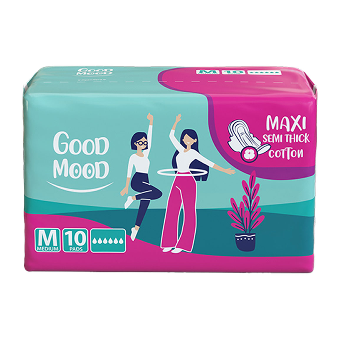 نوار بهداشتی نیمه ضخیم گود مود مدل Maxi سایز متوسط 10 عددی