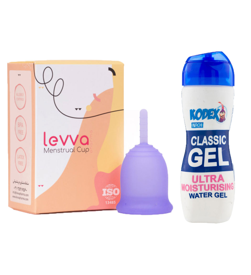 پک ژل روان کننده مدل Classic ناچ کدکس و کاپ قاعدگی سایز کوچک رنگ بنفش لیوا فارما