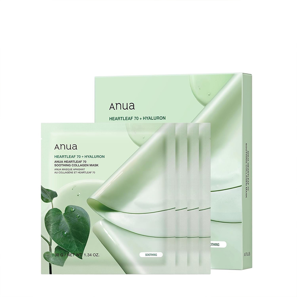 پک ماسک هارتلیف و هیالورون آنوا تسکین دهنده پوست Anua Heartleaf 70 Soothing Collagen Mask تاریخ انقضا: 2028/01 کیفیت محصول: اورجینال با تضمین اصالت