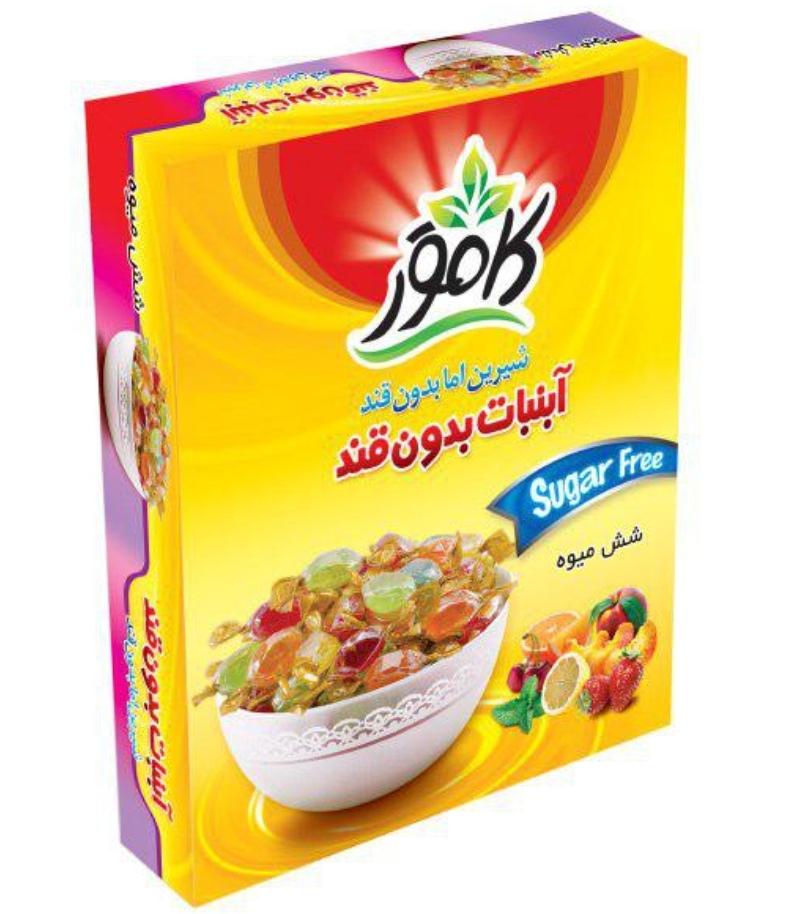آبنبات شش میوه بدون قند و رژیمی کامور