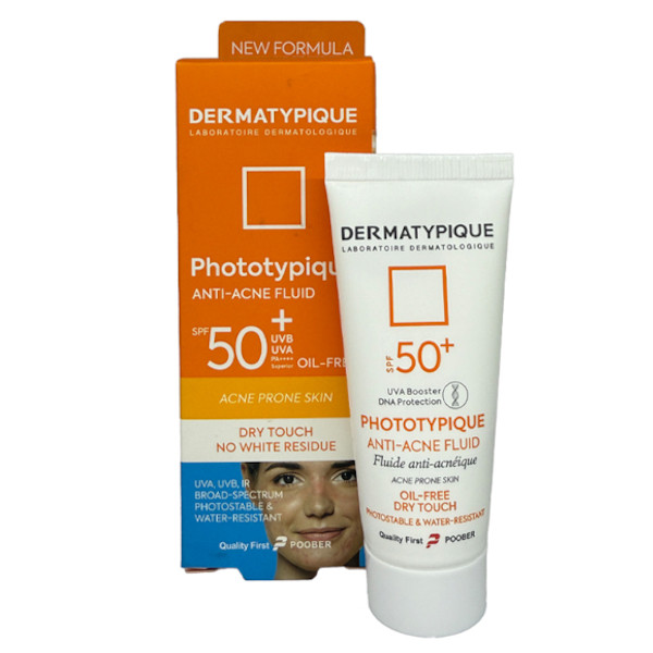 فلوئید ضد آفتاب ANTI-ACNE بدون رنگ درماتیپیک محافظ UVA،UVB مناسب برای پوست چرب حجم 40 میلی لیتر
