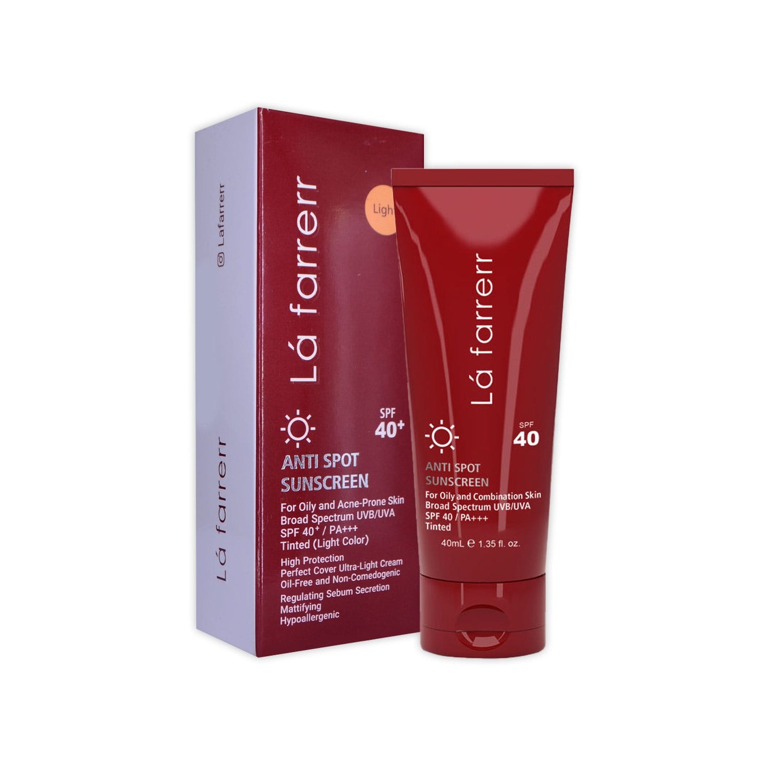 کرم ضدآفتاب و ضدلک رنگی لافارر (مخصوص پوست چرب و مستعد آکنه) 40میل SPF40+