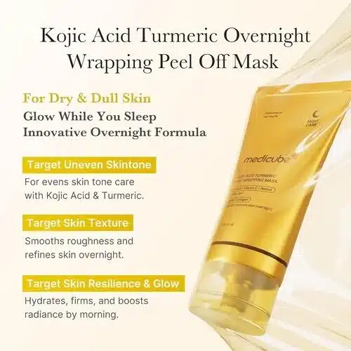 ماسک شب زردچوبه و کلاژن مدی کیوبMEDICUBE Kojic Acid Turmeric Night Wrapping Mask 75ml