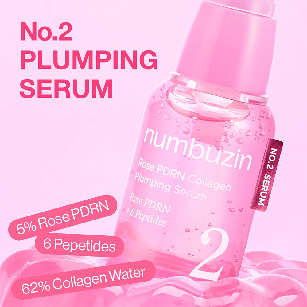 سرم حجیم کننده PDRN رز کلاژن پلامپینگ شماره 2 نامبوزین Numbuzin No.2 Rose PDRN Collagen Plumping