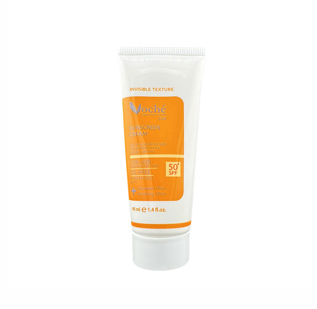 وچه کرم ضدآفتاب +SPF 50 مناسب پوست های چرب و مستعد آکنه بدون رنگ 40ML