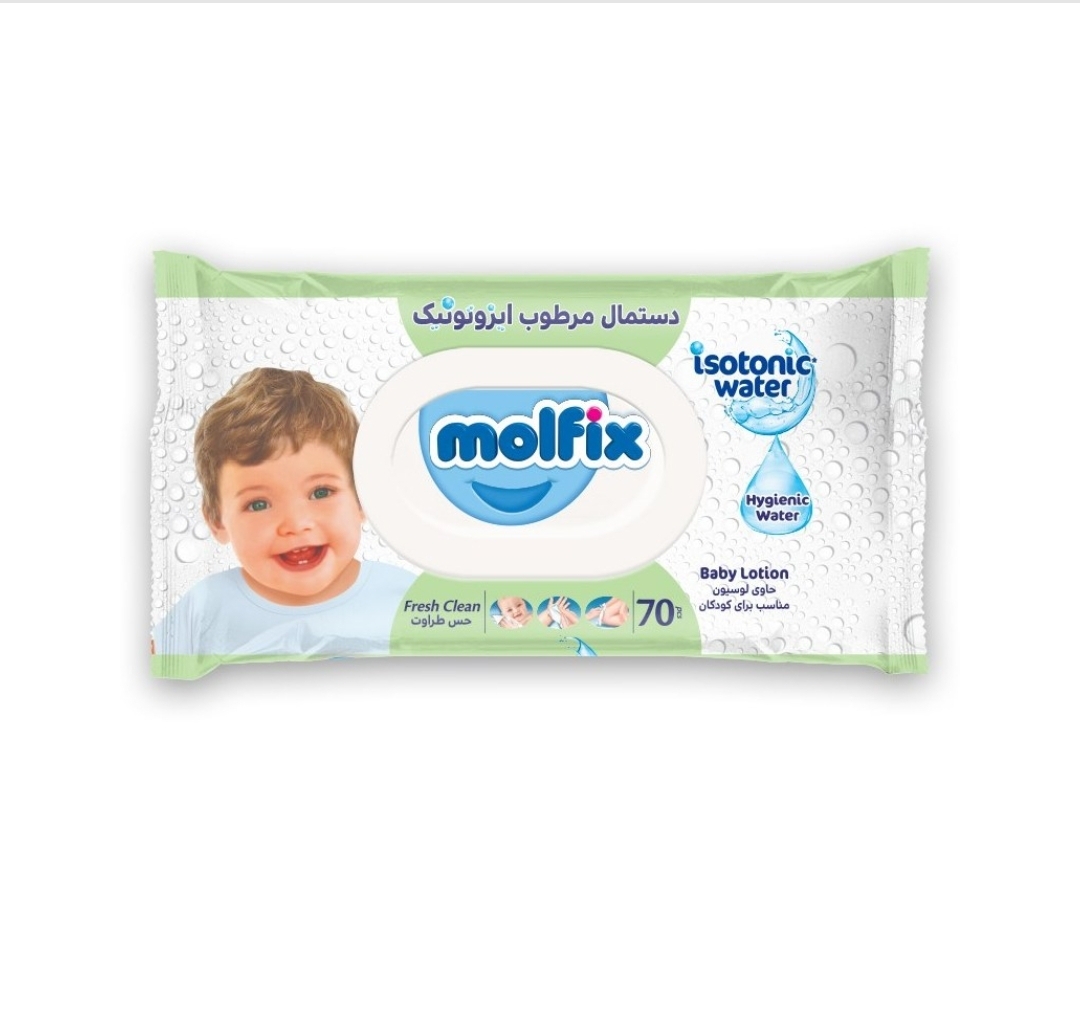 دستمال مرطوب ایزوتونیک کودکان مولفیکس 70عددی مدل FRESH CLEAN