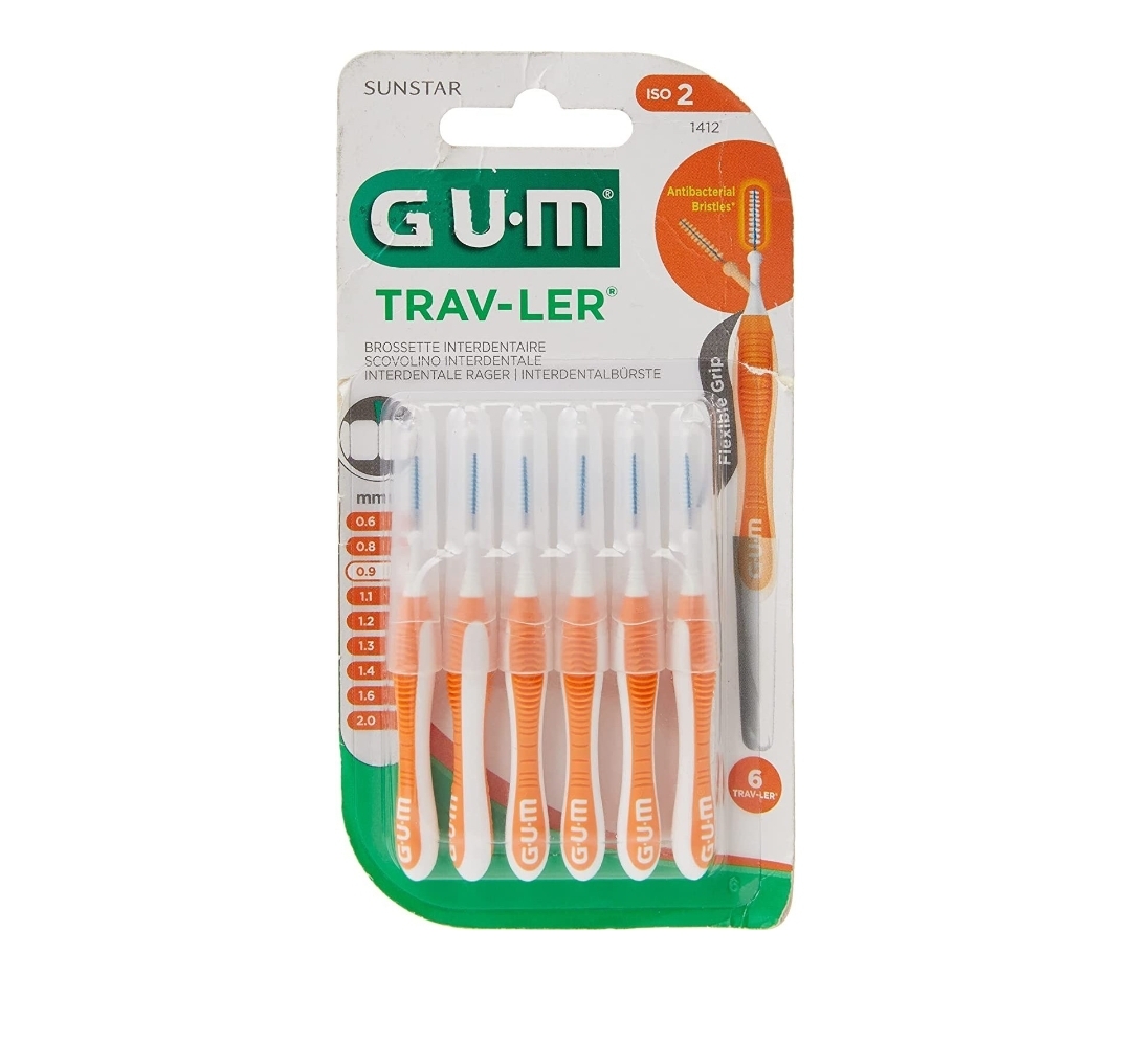 برس بین دندانی تراولر GUM جی یو ام سایز ۰.۹ میلی‌متر مدل 1412 بسته ۶ عددی