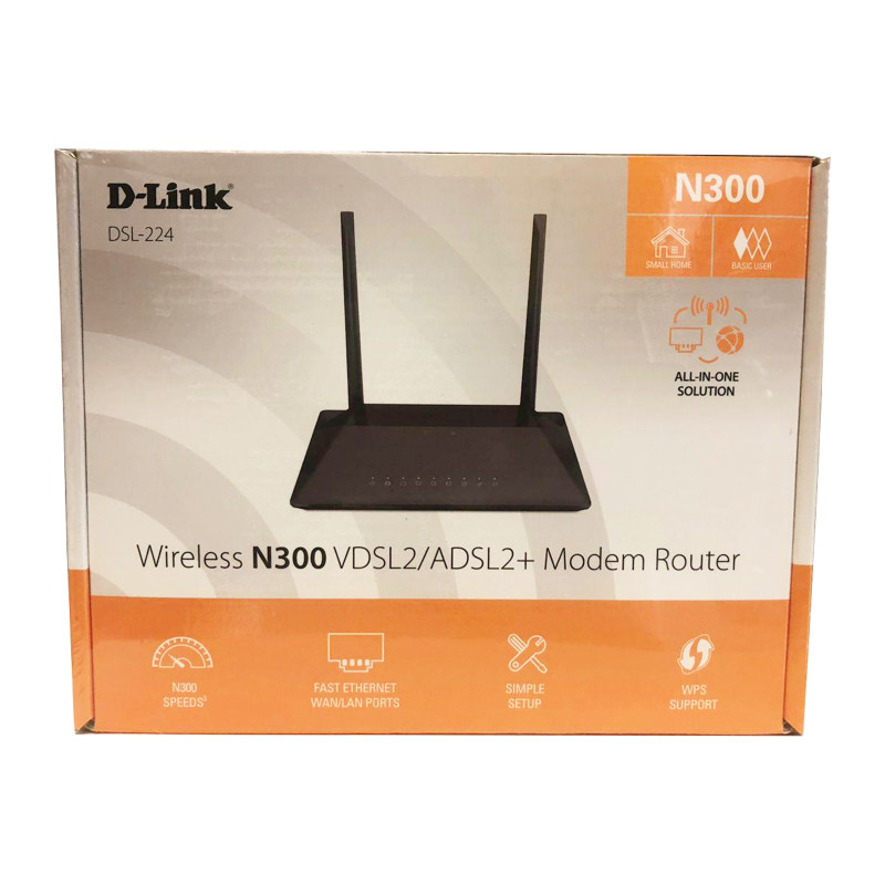 مودم روتر ADSL دی لینک سری ADSL2 Plus و VDSL2 مدل DSL-224 (آکبند-اورجینال-اخرین ورژن)