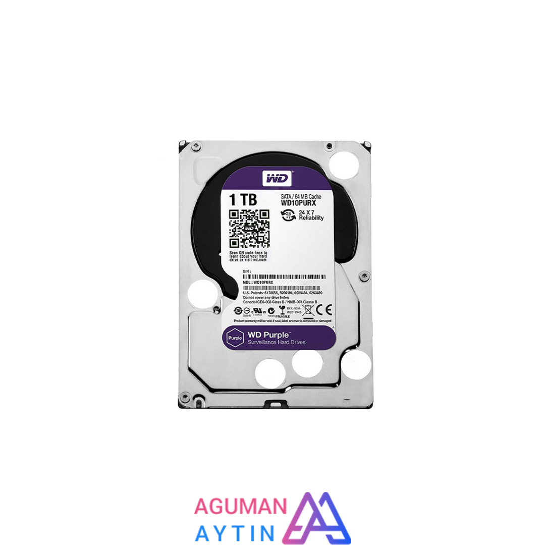 هارددیسک اینترنال وسترن دیجیتال سری Purple wd10purz ظرفیت 1 ترابایت (کارکرده)