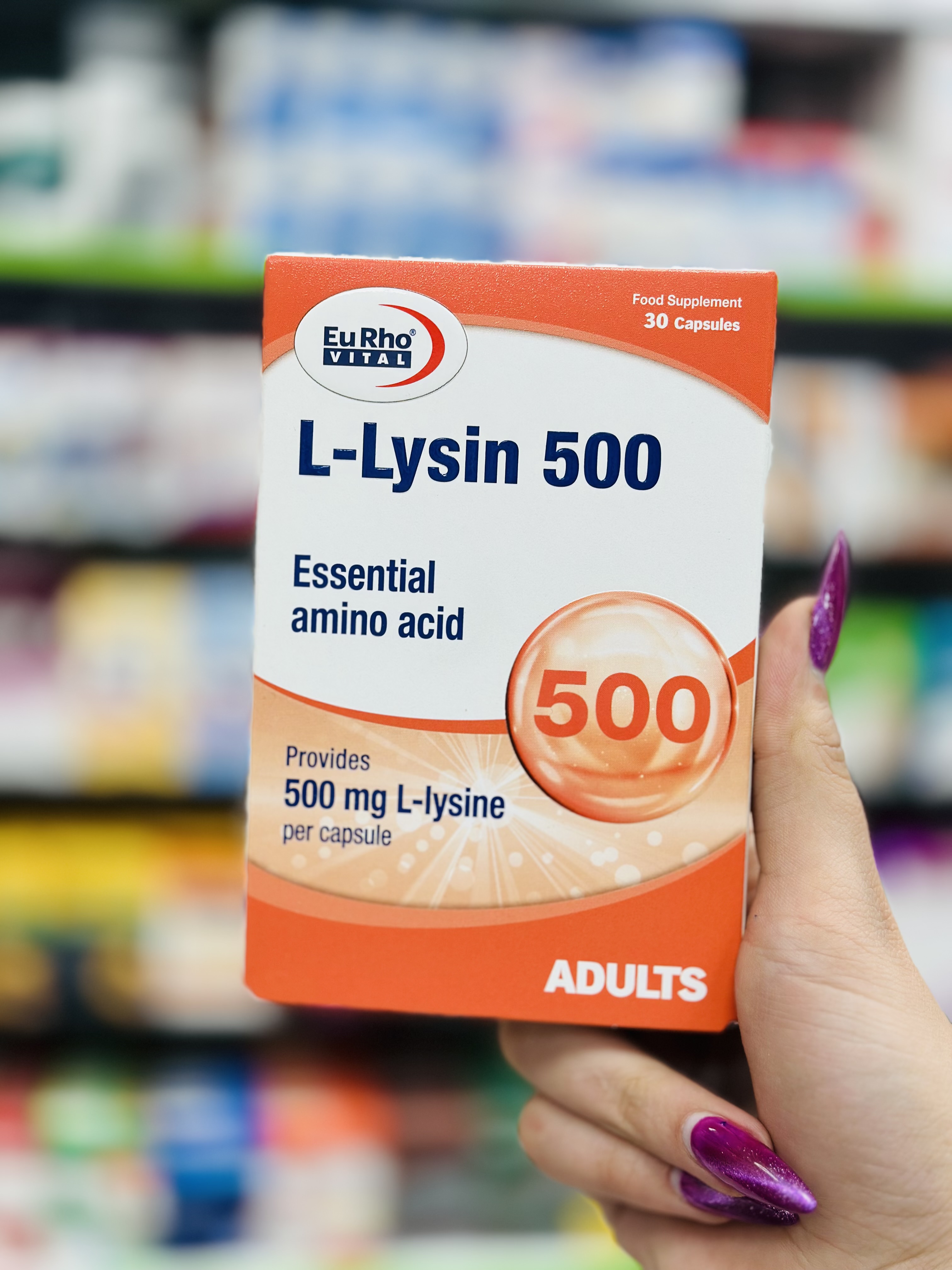 کپسول ال لیزین 500 میلی گرم یوروویتال ۳۰ عددی